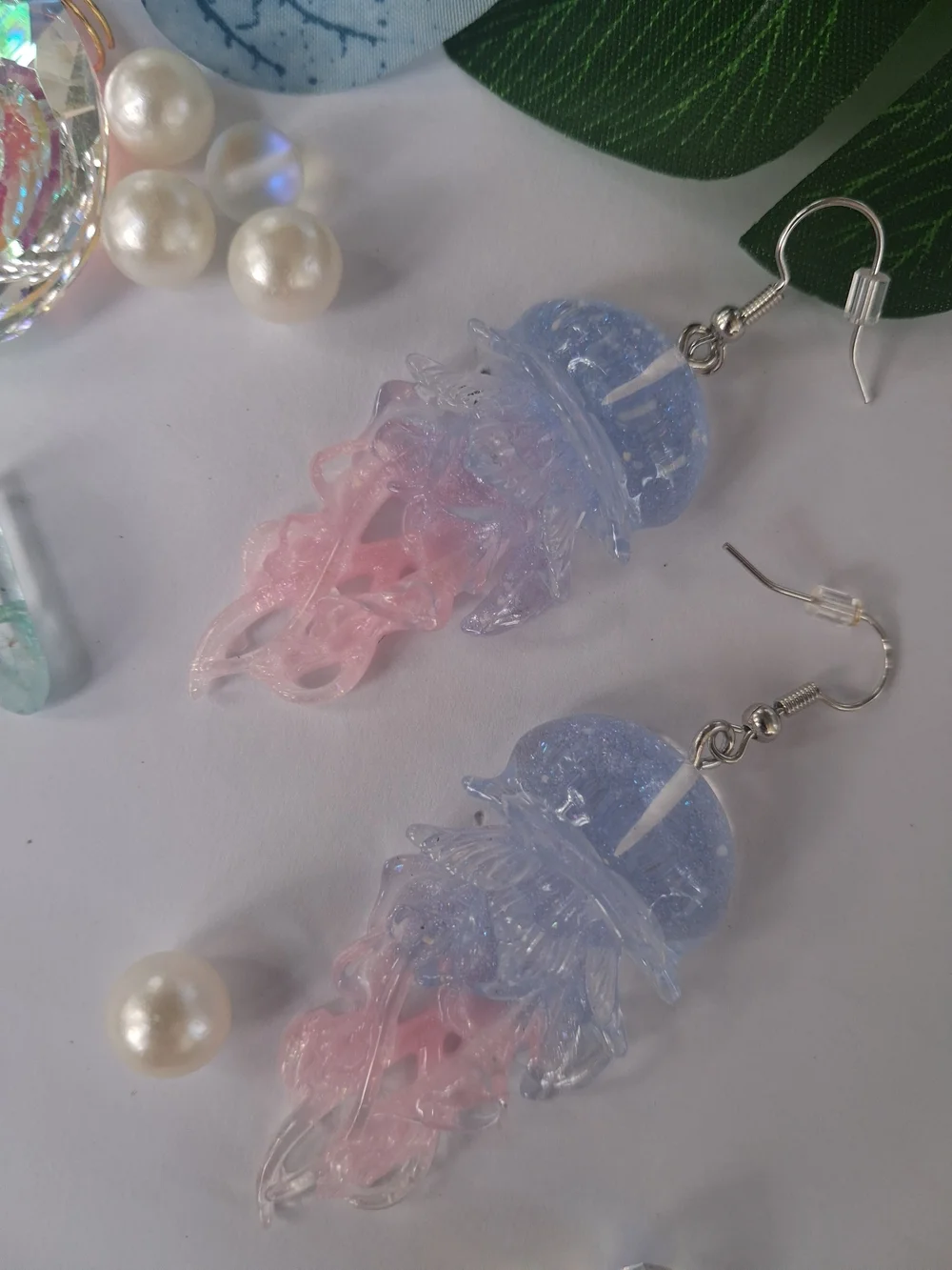 Glow In The Dark Jellyfish Drop Earrings for Kids - Blue & Pink